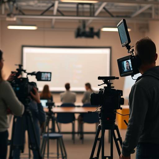 Une équipe de production travaille sur un plateau de tournage pendant un cours